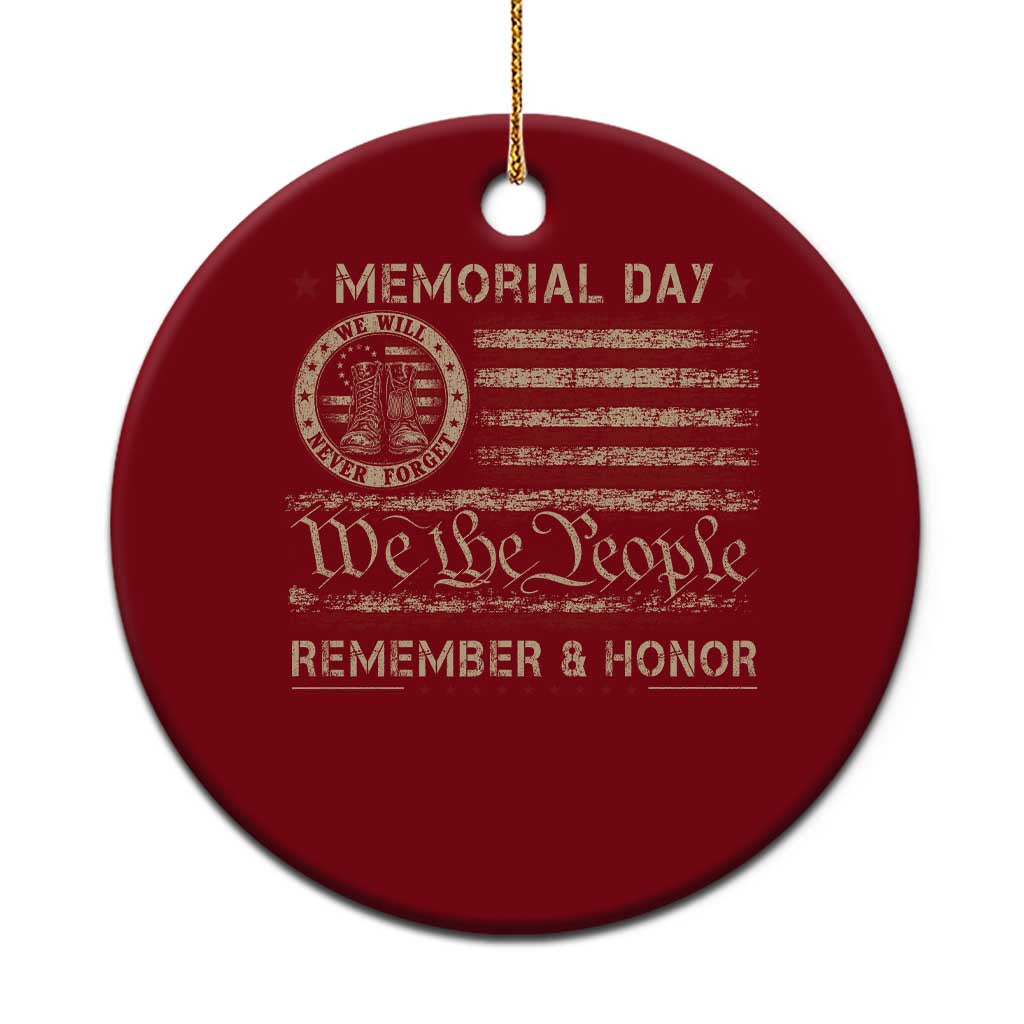 Memorial Day Ceramic Ornament Remember And Honor Red Poppy Flower Military Veteran