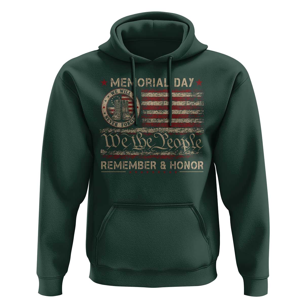 Memorial Day Hoodie Remember And Honor Red Poppy Flower Military Veteran