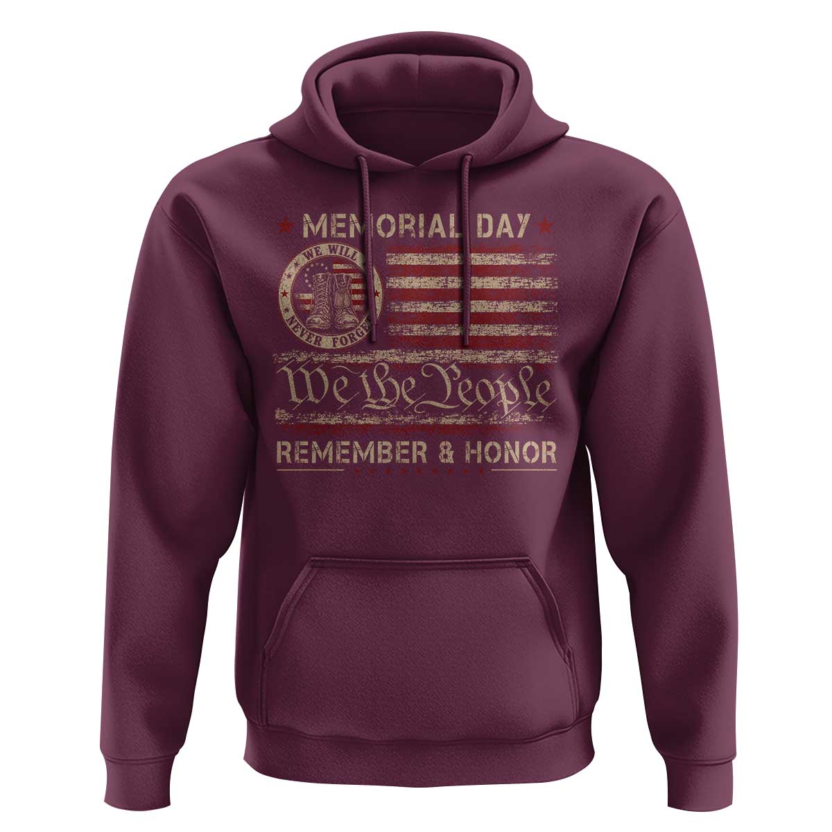 Memorial Day Hoodie Remember And Honor Red Poppy Flower Military Veteran