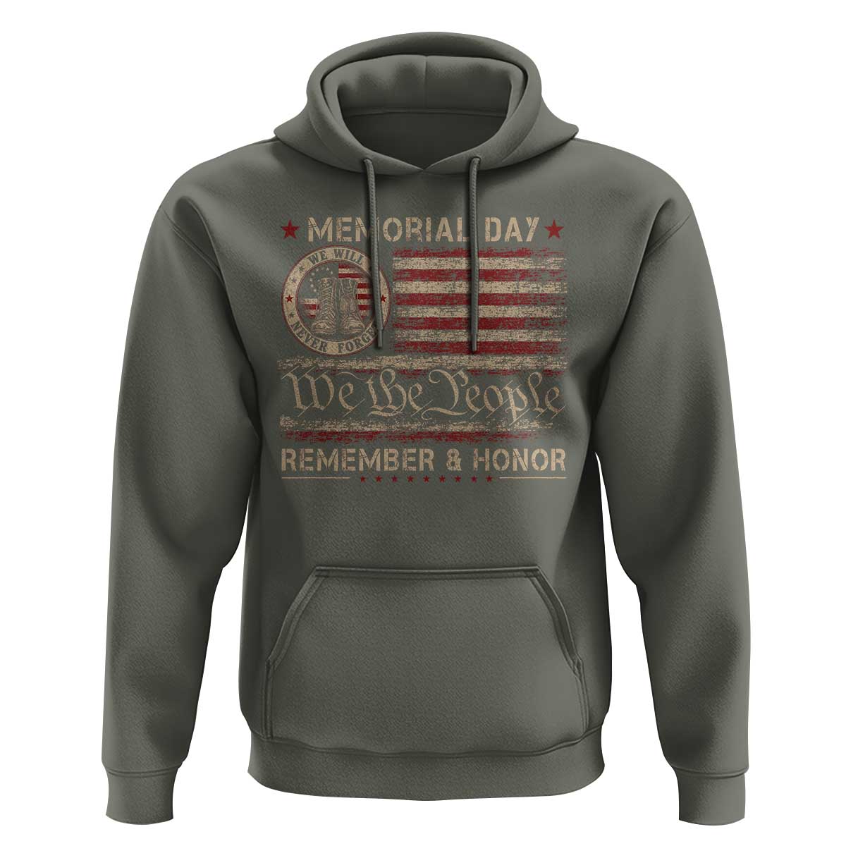 Memorial Day Hoodie Remember And Honor Red Poppy Flower Military Veteran