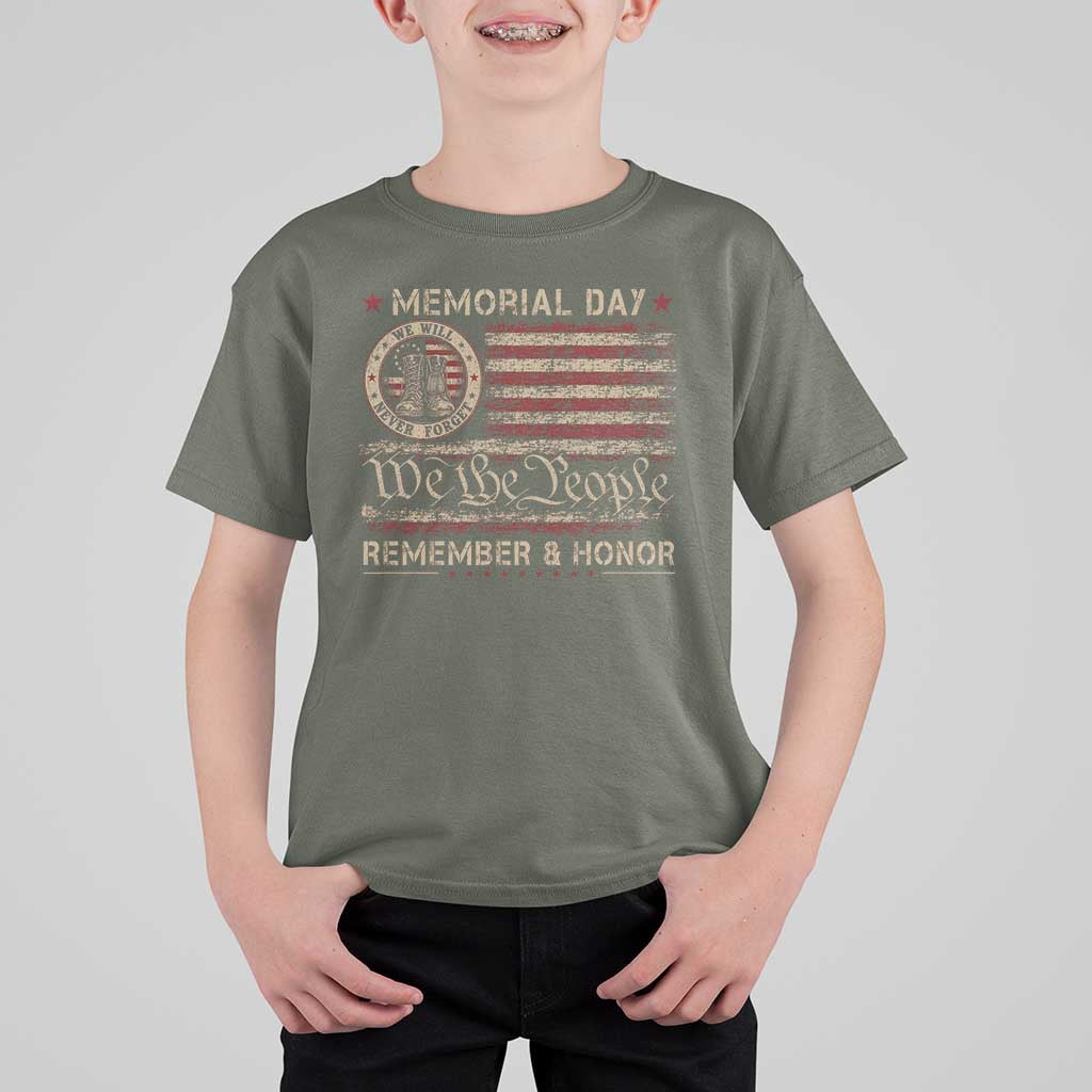 Memorial Day T Shirt For Kid Remember And Honor Red Poppy Flower Military Veteran