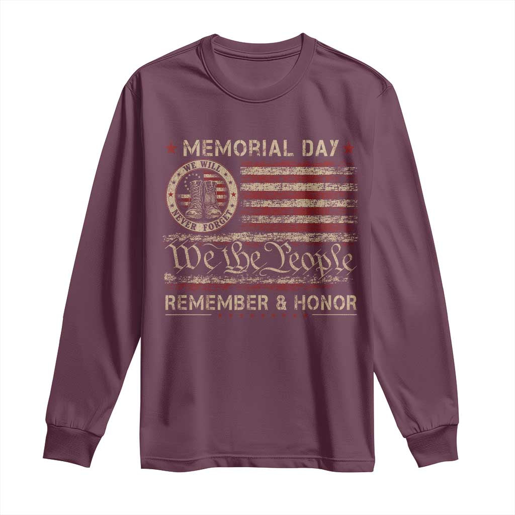 Memorial Day Long Sleeve Shirt Remember And Honor Red Poppy Flower Military Veteran