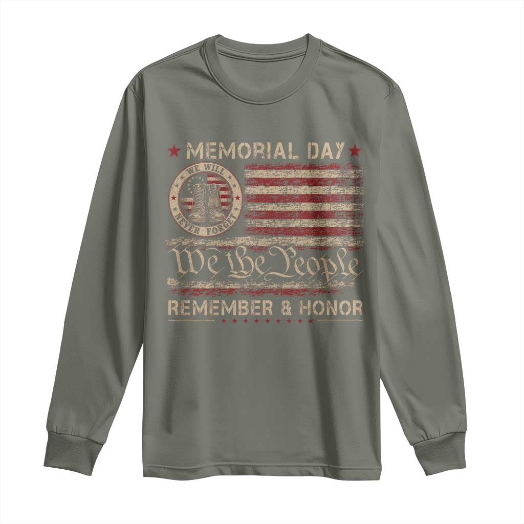 Memorial Day Long Sleeve Shirt Remember And Honor Red Poppy Flower Military Veteran