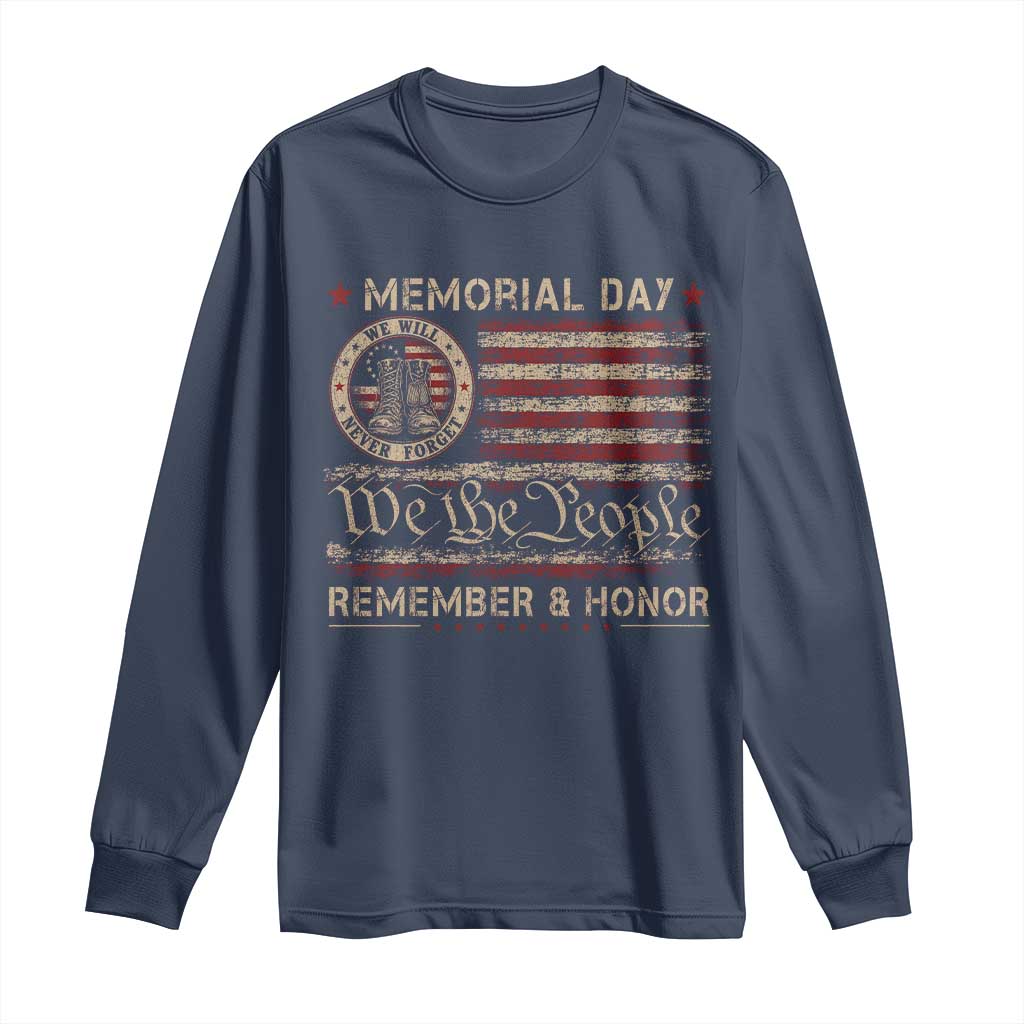 Memorial Day Long Sleeve Shirt Remember And Honor Red Poppy Flower Military Veteran