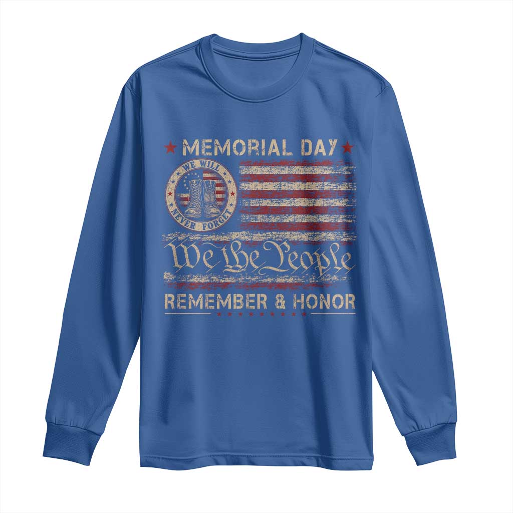 Memorial Day Long Sleeve Shirt Remember And Honor Red Poppy Flower Military Veteran