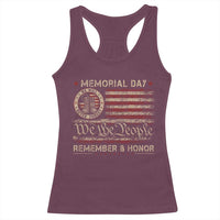 Memorial Day Racerback Tank Top Remember And Honor Red Poppy Flower Military Veteran