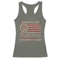 Memorial Day Racerback Tank Top Remember And Honor Red Poppy Flower Military Veteran