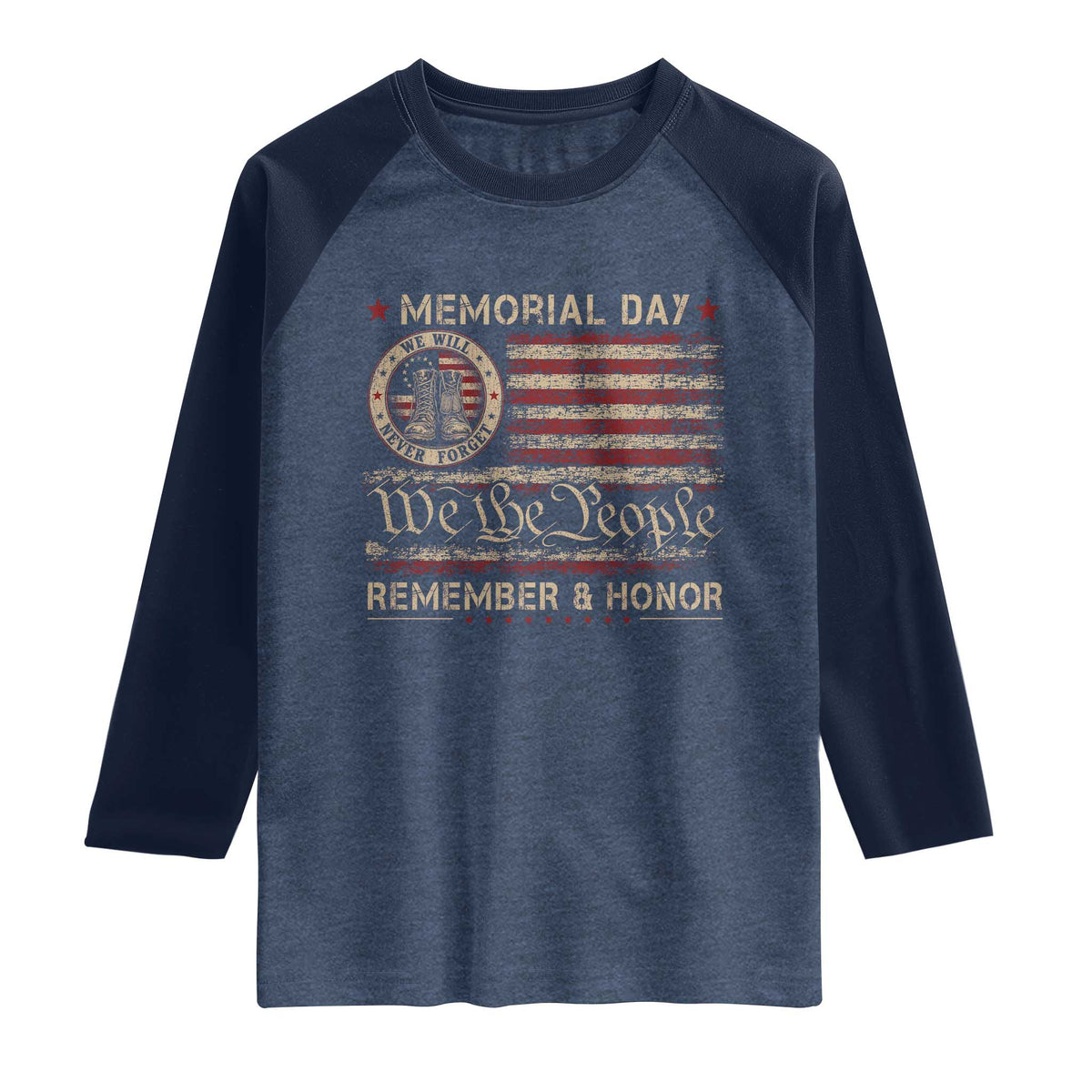 Memorial Day Raglan Shirt Remember And Honor Red Poppy Flower Military Veteran