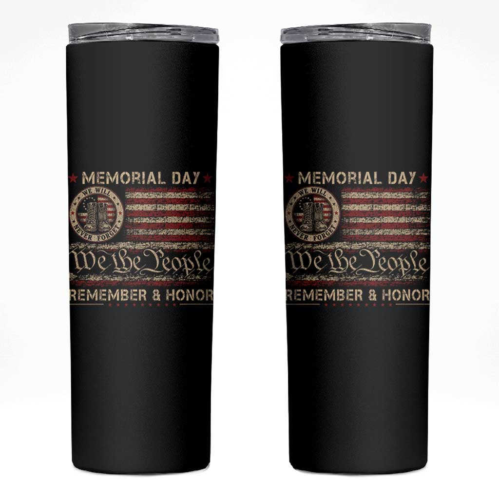 Memorial Day Skinny Tumbler Remember And Honor Red Poppy Flower Military Veteran