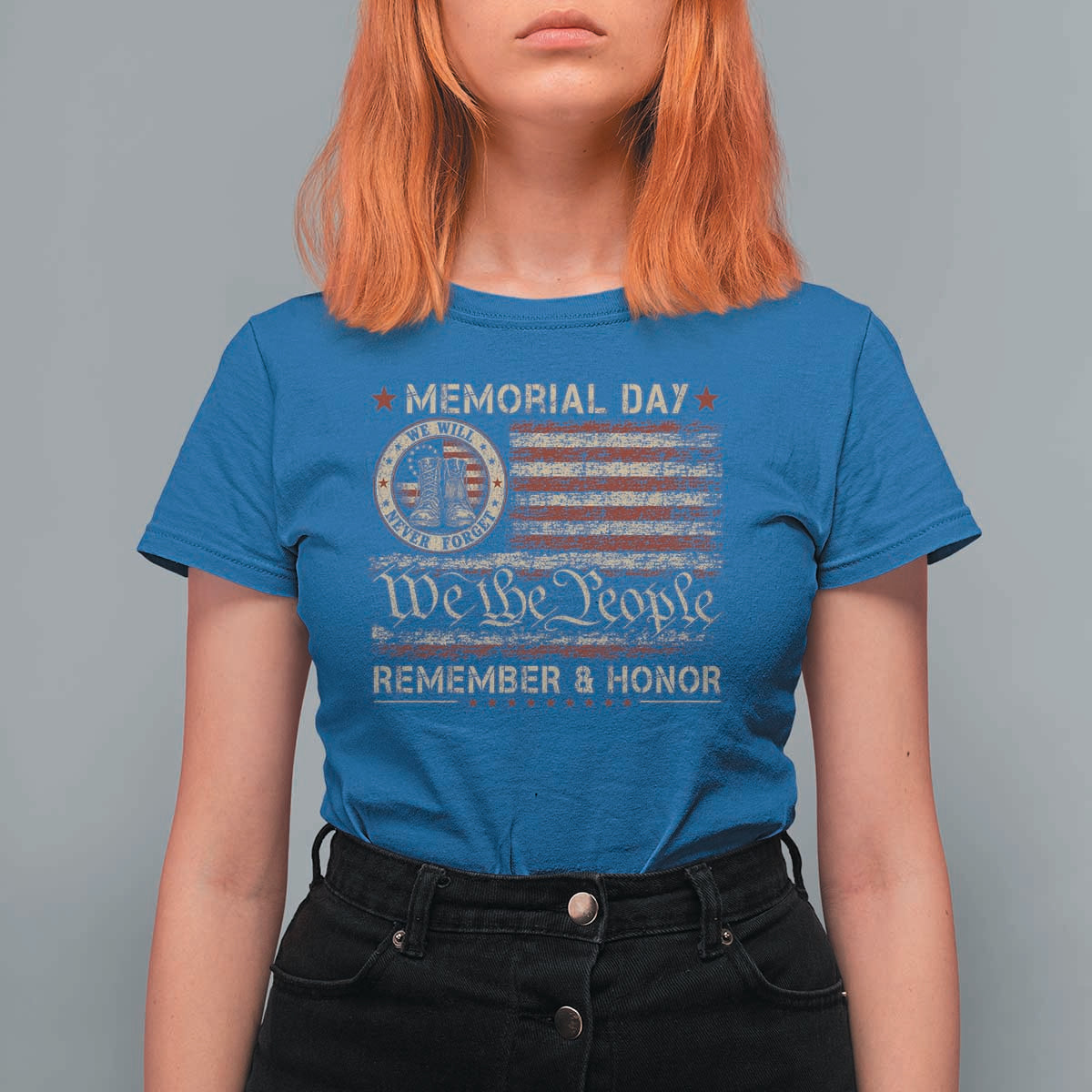 Memorial Day T Shirt For Women Remember And Honor Red Poppy Flower Military Veteran