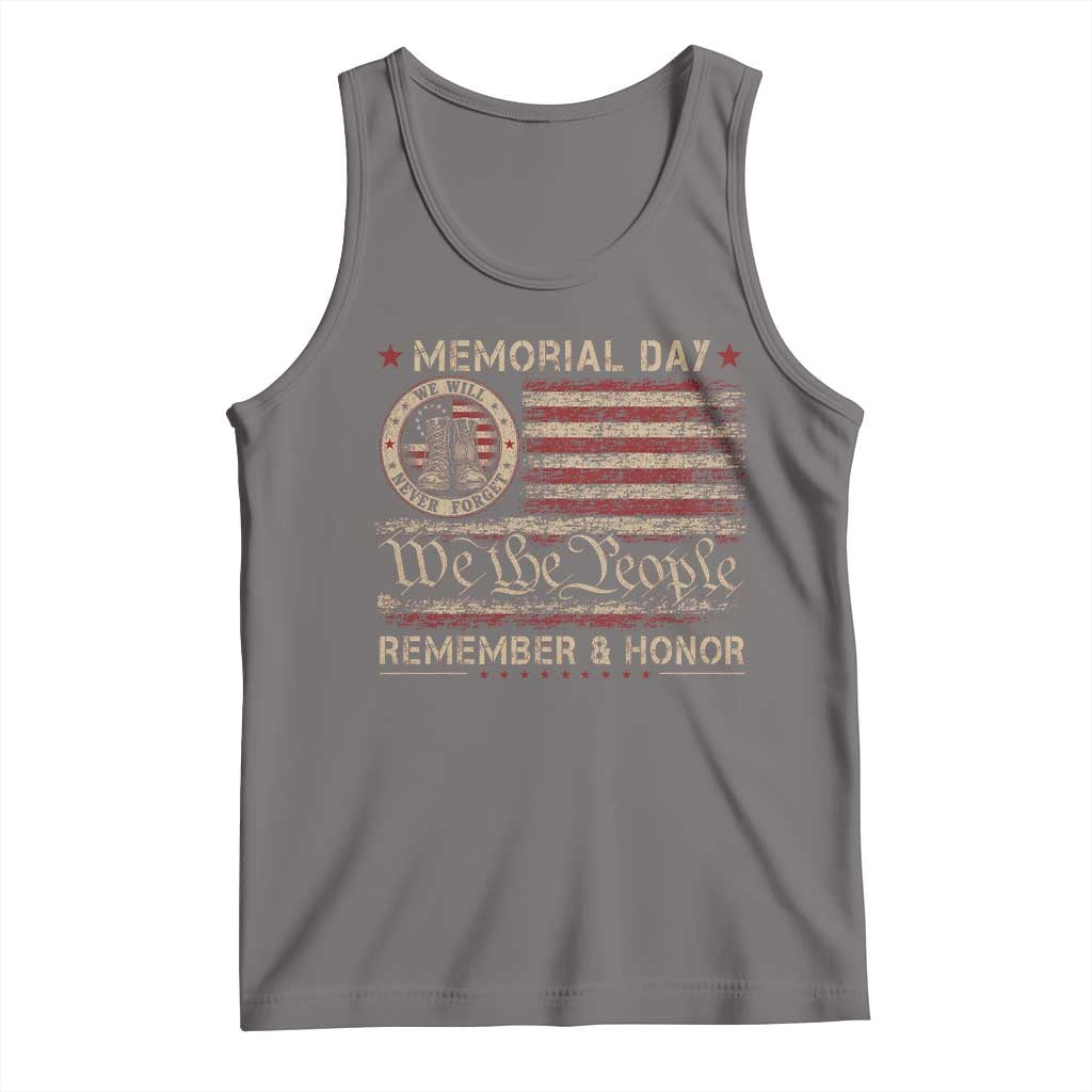 Memorial Day Tank Top Remember And Honor Red Poppy Flower Military Veteran