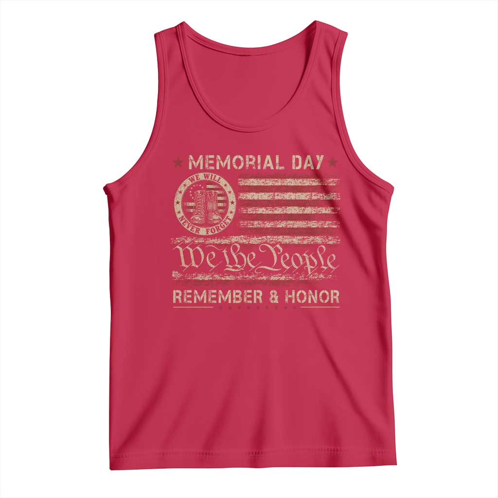 Memorial Day Tank Top Remember And Honor Red Poppy Flower Military Veteran