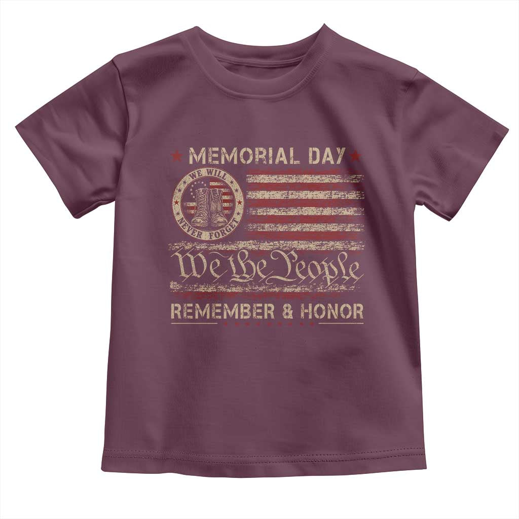 Memorial Day Toddler T Shirt Remember And Honor Red Poppy Flower Military Veteran