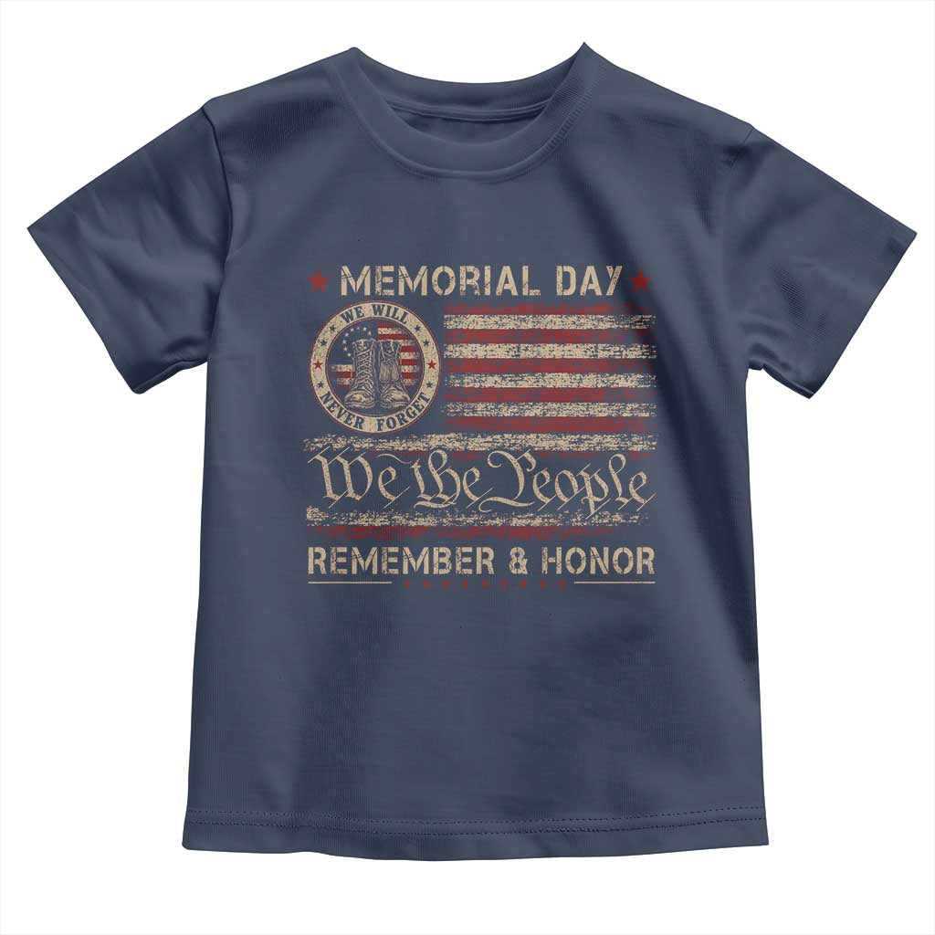 Memorial Day Toddler T Shirt Remember And Honor Red Poppy Flower Military Veteran