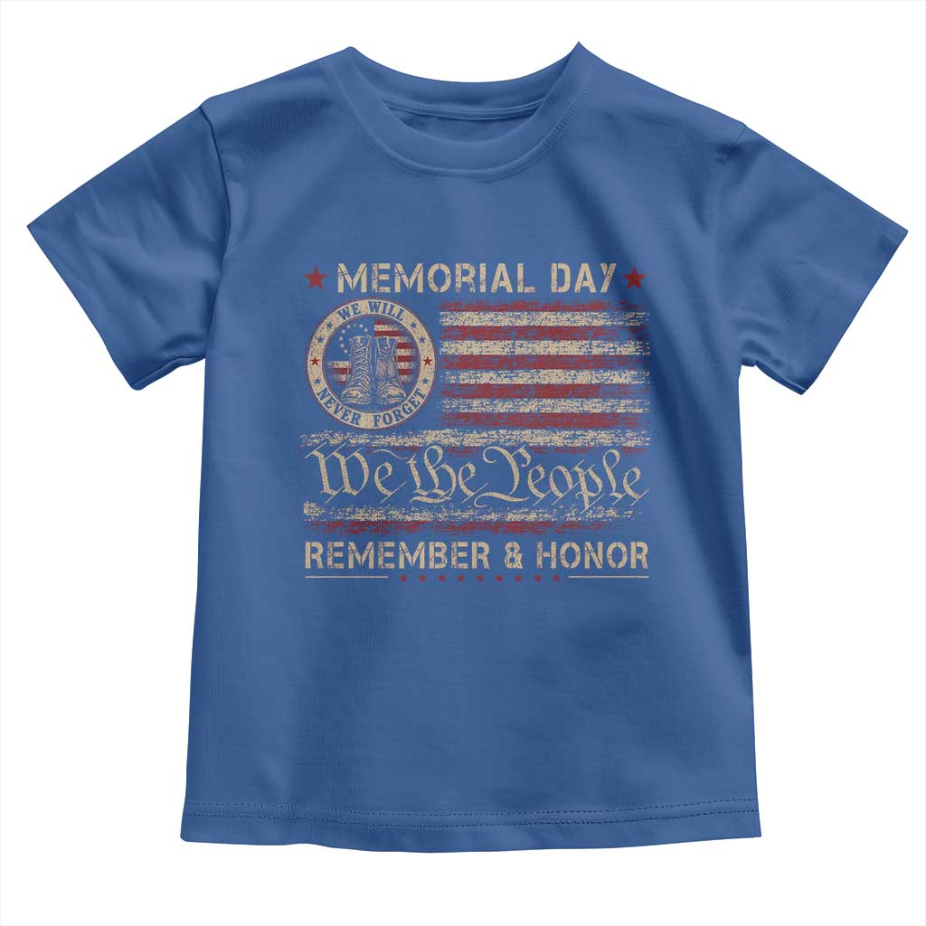 Memorial Day Toddler T Shirt Remember And Honor Red Poppy Flower Military Veteran
