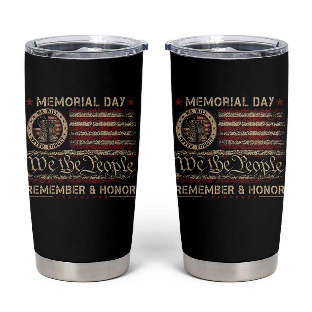 Memorial Day Tumbler Cup Remember And Honor Red Poppy Flower Military Veteran