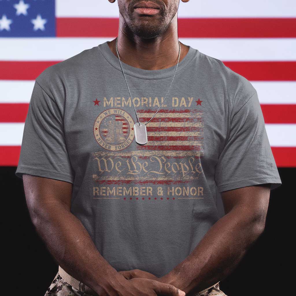 Memorial Day T Shirt Remember And Honor Red Poppy Flower Military Veteran