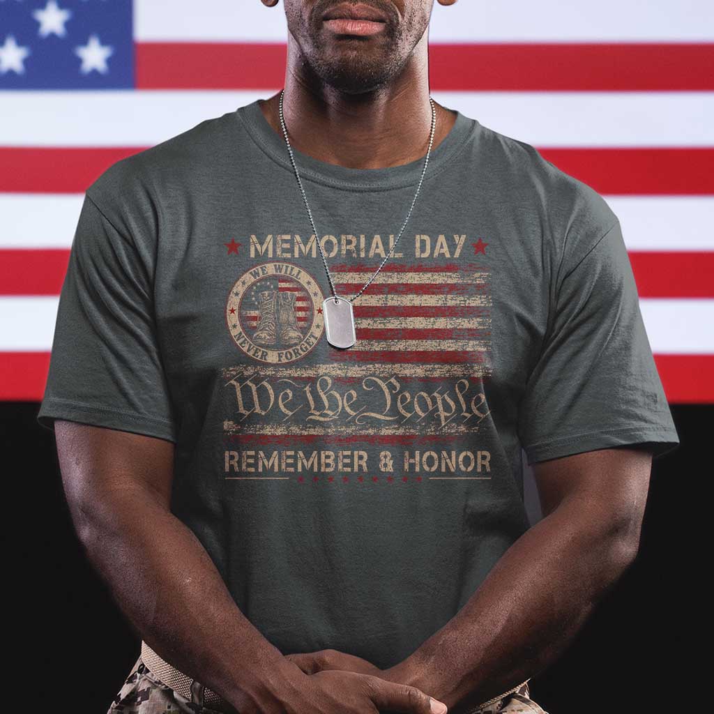 Memorial Day T Shirt Remember And Honor Red Poppy Flower Military Veteran