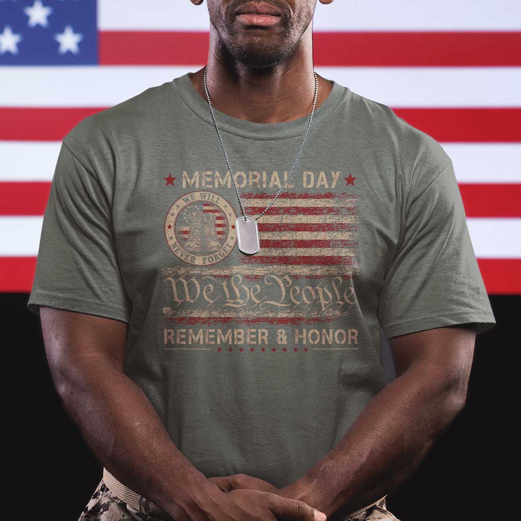 Memorial Day T Shirt Remember And Honor Red Poppy Flower Military Veteran