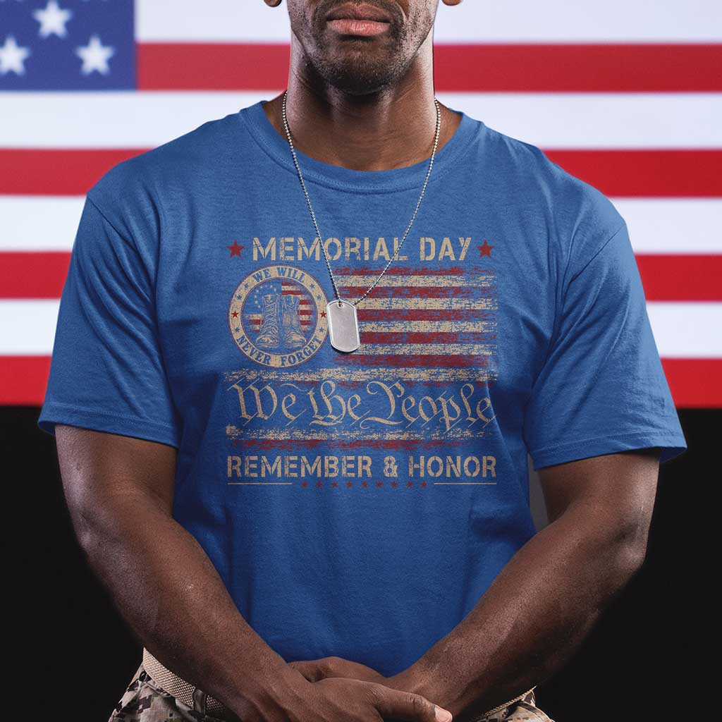 Memorial Day T Shirt Remember And Honor Red Poppy Flower Military Veteran