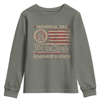 Memorial Day Youth Sweatshirt Remember And Honor Red Poppy Flower Military Veteran