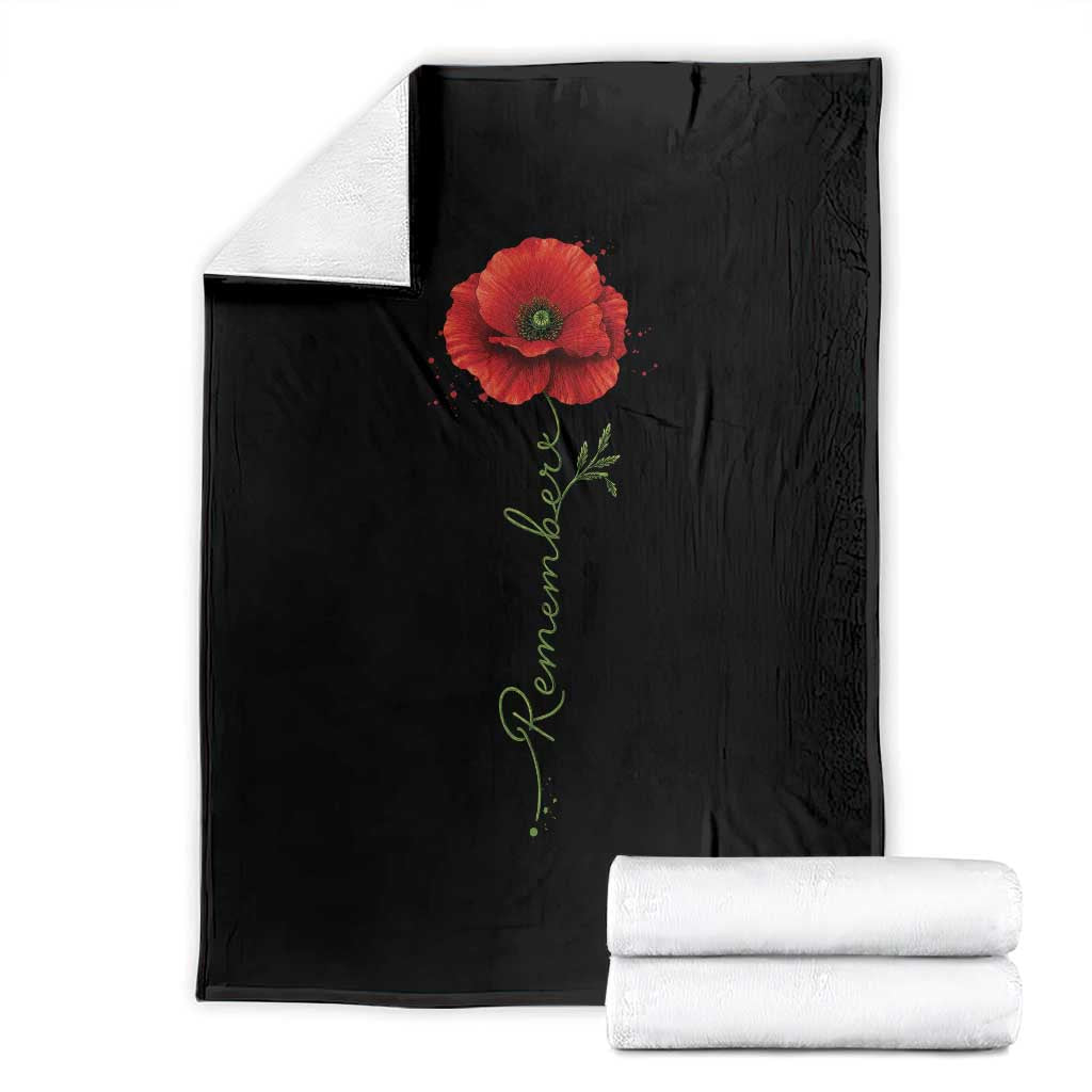 Remember Memorial day Red Poppy Veteran Military Army Throw Blanket