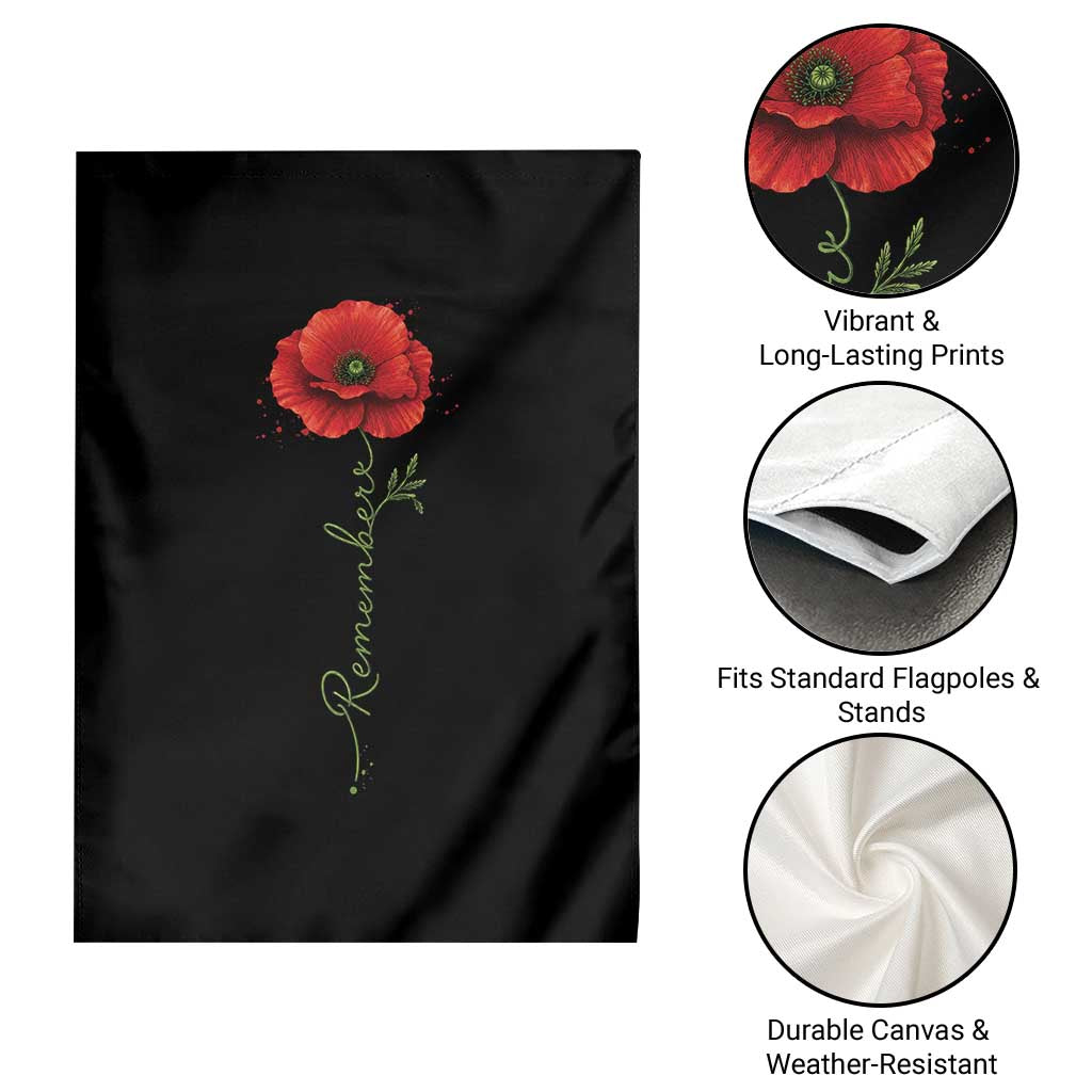 Remember Memorial day Red Poppy Veteran Military Army Garden Flag