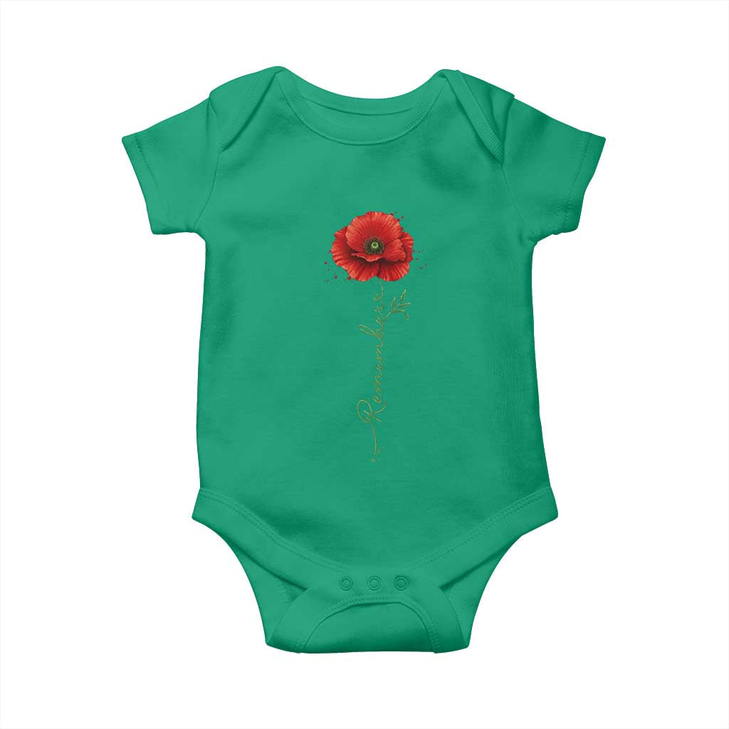 Remember Memorial day Red Poppy Veteran Military Army Baby Onesie