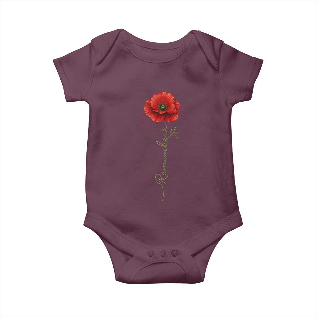 Remember Memorial day Red Poppy Veteran Military Army Baby Onesie