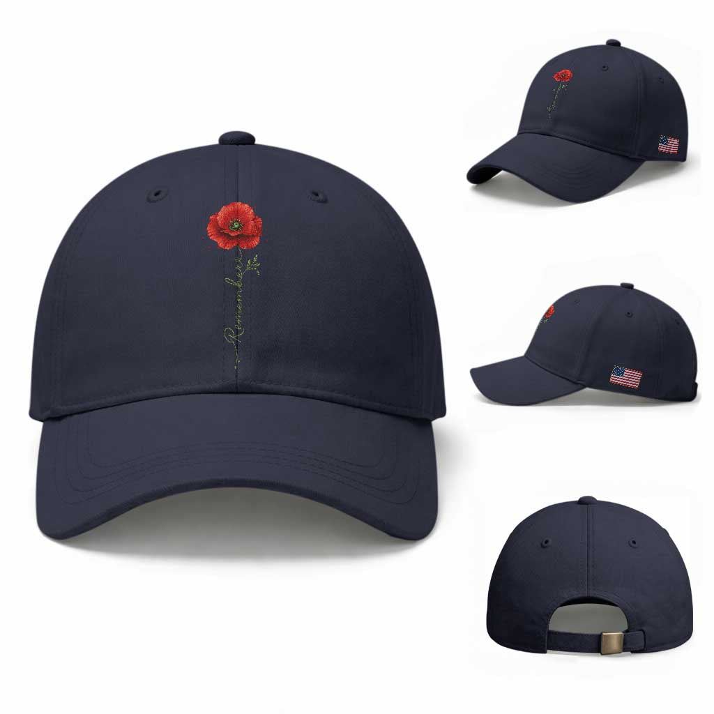 Remember Memorial day Red Poppy Veteran Military Army Baseball Cap