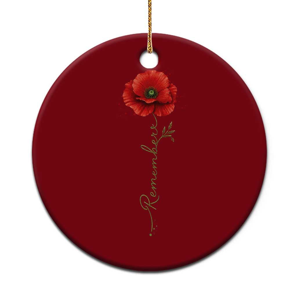 Remember Memorial day Red Poppy Veteran Military Army Ceramic Ornament