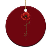 Remember Memorial day Red Poppy Veteran Military Army Ceramic Ornament