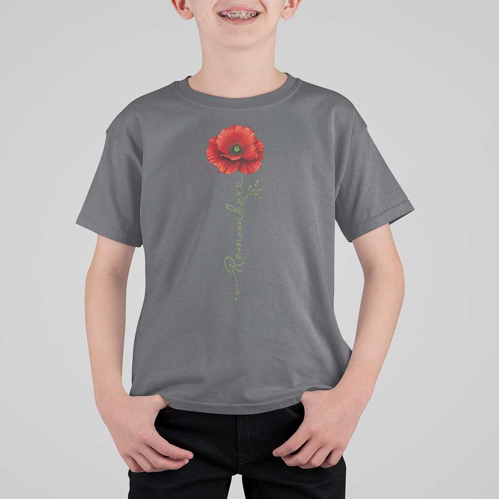 Remember Memorial day Red Poppy Veteran Military Army T Shirt For Kid
