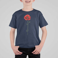 Remember Memorial day Red Poppy Veteran Military Army T Shirt For Kid