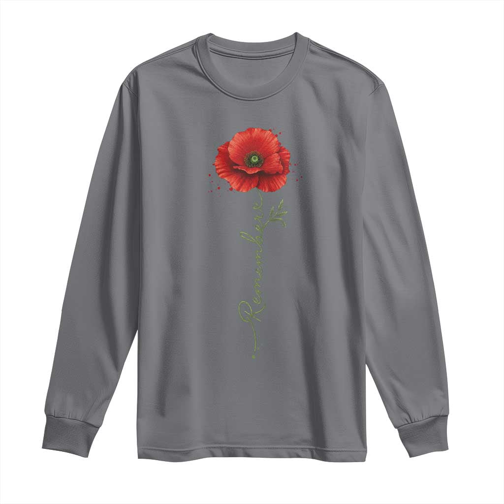 Remember Memorial day Red Poppy Veteran Military Army Long Sleeve Shirt