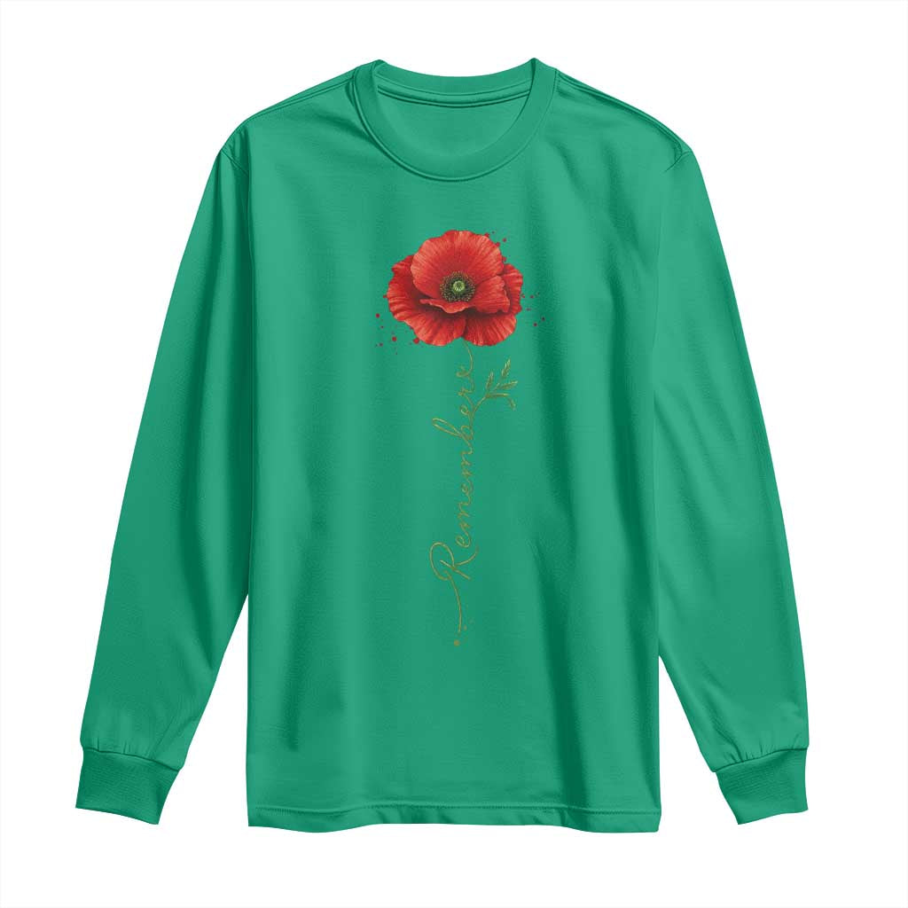 Remember Memorial day Red Poppy Veteran Military Army Long Sleeve Shirt