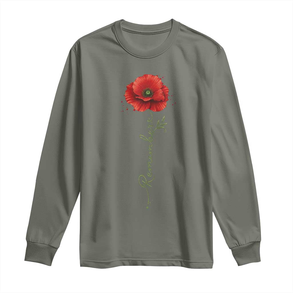 Remember Memorial day Red Poppy Veteran Military Army Long Sleeve Shirt