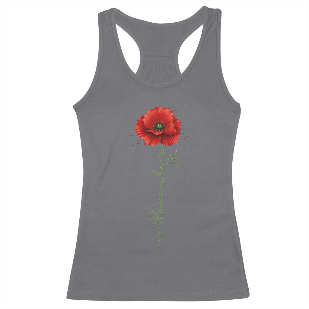 Remember Memorial day Red Poppy Veteran Military Army Racerback Tank Top