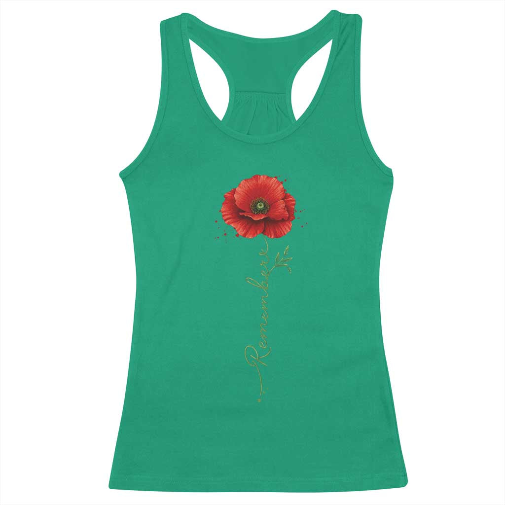 Remember Memorial day Red Poppy Veteran Military Army Racerback Tank Top