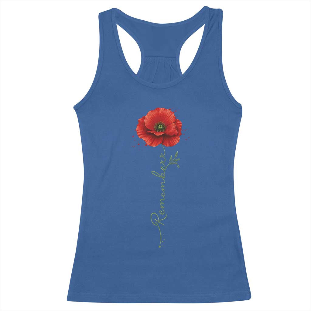 Remember Memorial day Red Poppy Veteran Military Army Racerback Tank Top