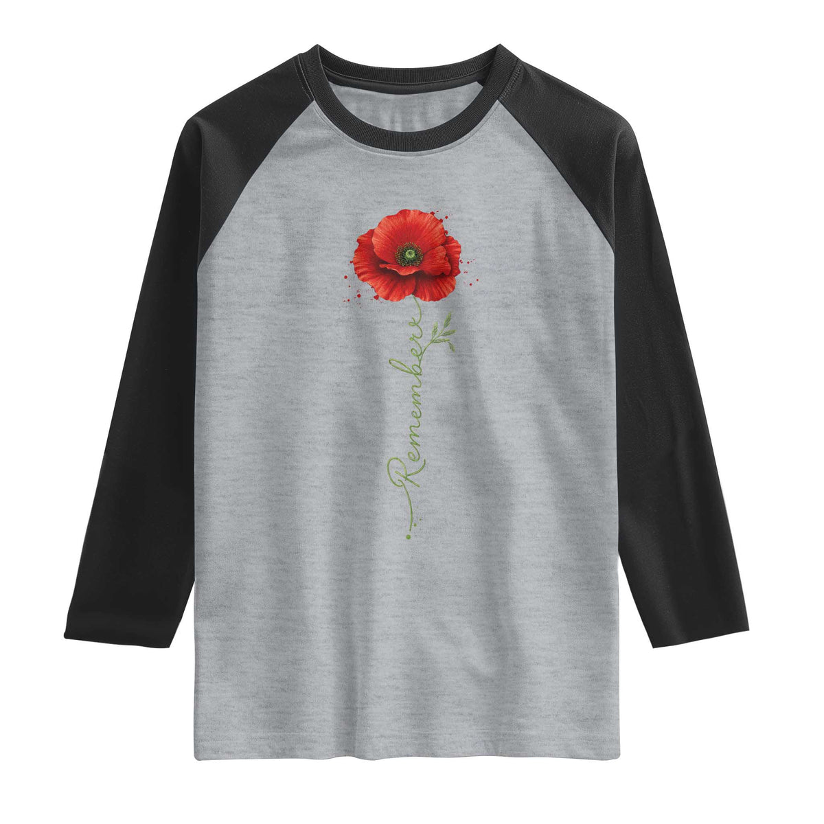 Remember Memorial day Red Poppy Veteran Military Army Raglan Shirt