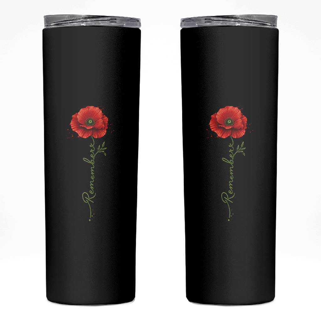 Remember Memorial day Red Poppy Veteran Military Army Skinny Tumbler