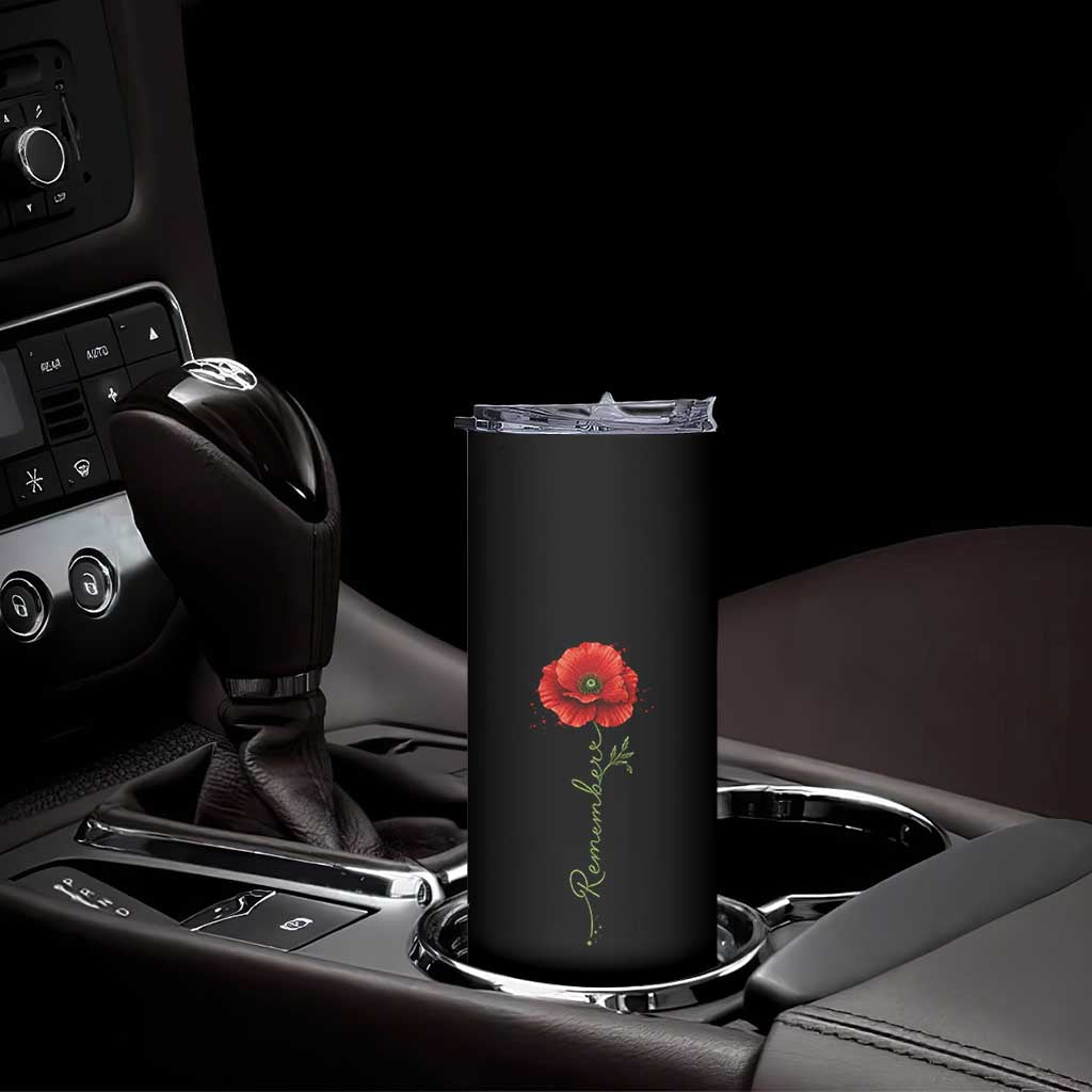 Remember Memorial day Red Poppy Veteran Military Army Skinny Tumbler