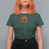 Remember Memorial day Red Poppy Veteran Military Army T Shirt For Women