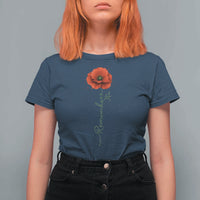 Remember Memorial day Red Poppy Veteran Military Army T Shirt For Women