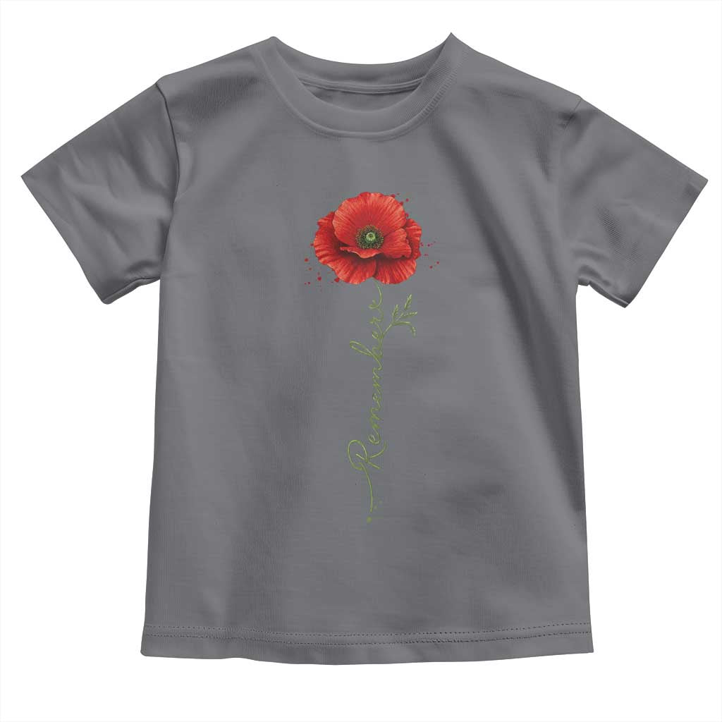 Remember Memorial day Red Poppy Veteran Military Army Toddler T Shirt