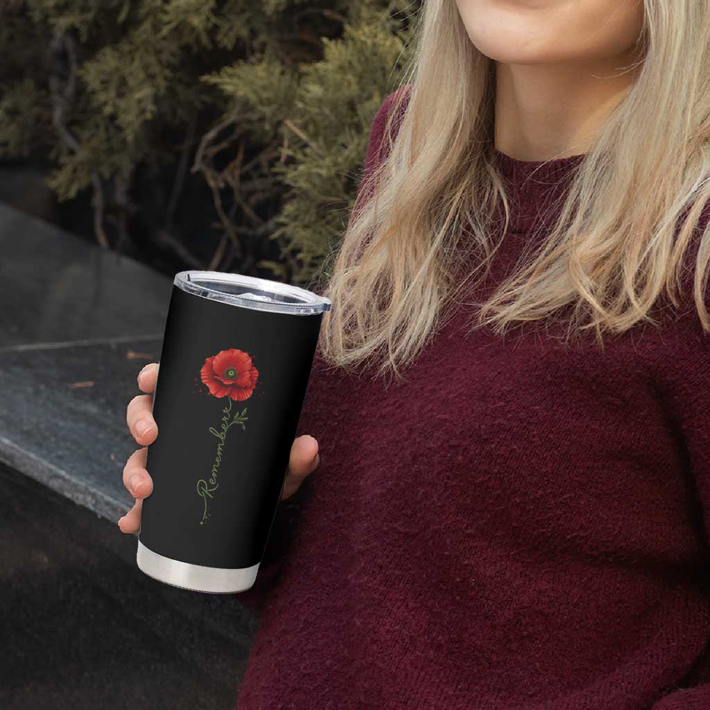 Remember Memorial day Red Poppy Veteran Military Army Tumbler Cup