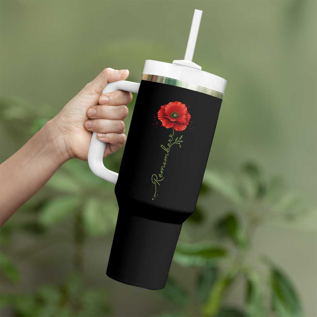 Remember Memorial day Red Poppy Veteran Military Army Tumbler With Handle