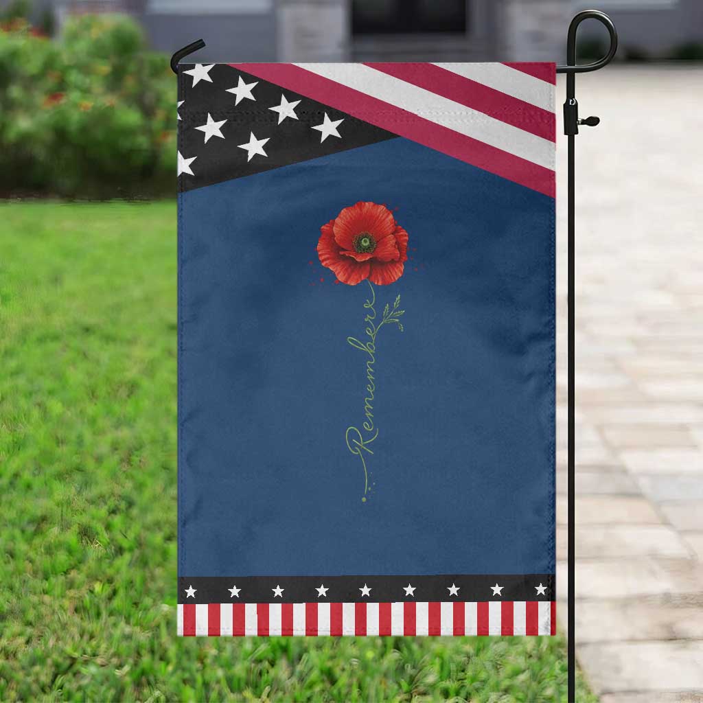 Remember Memorial day Red Poppy Veteran Military Army Patriotic Garden Flag