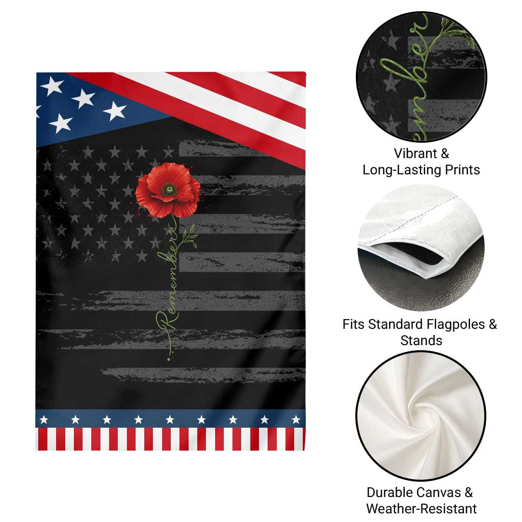 Remember Memorial day Red Poppy Veteran Military Army Patriotic Garden Flag